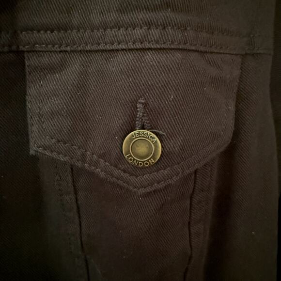 Jessica London Classic Cotton Black Denim Jean Jacket - Size 28W - Picture 7 of 11
